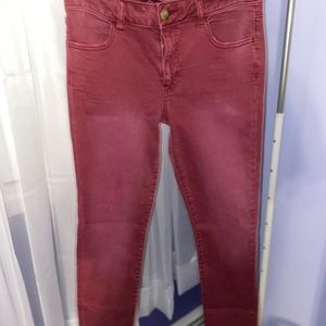 Burgundy skinny jeans